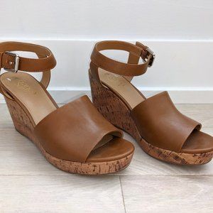 Franco Sarto Nude Wedge Sandals Sz 9